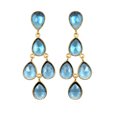 Chandelier Earrings - Sapphire Gold