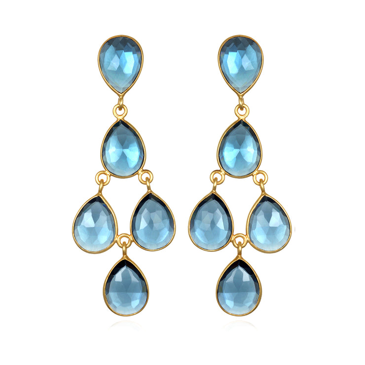 Chandelier Earrings - Sapphire Gold