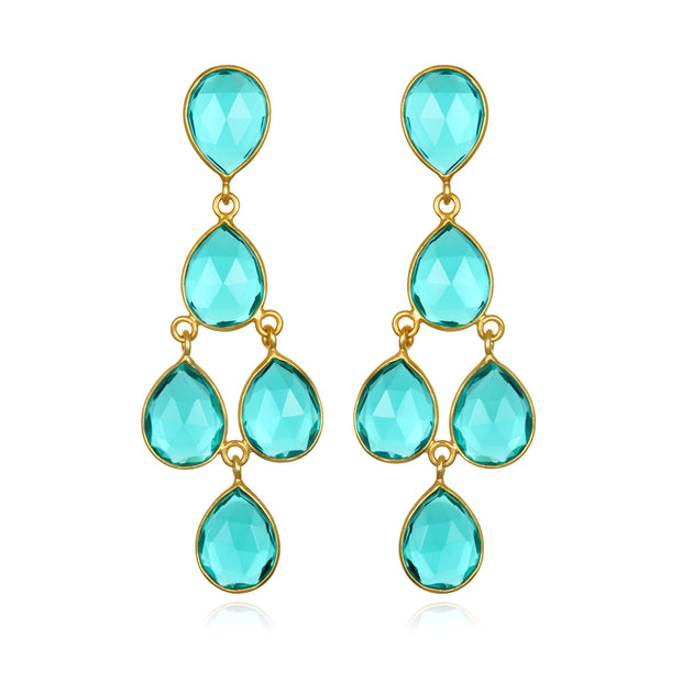 Chandelier Earrings - Teal Gold