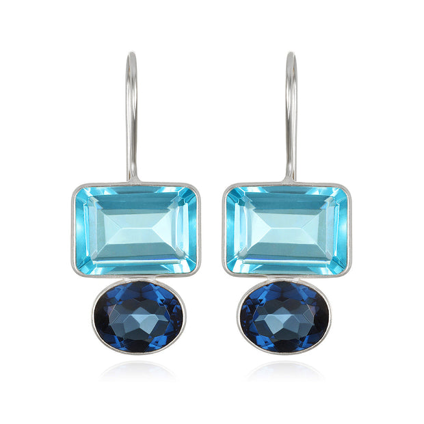 Valencia Earring-Sky Blue & Royal Blue Silver