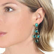 Chandelier Earrings - Sapphire Gold