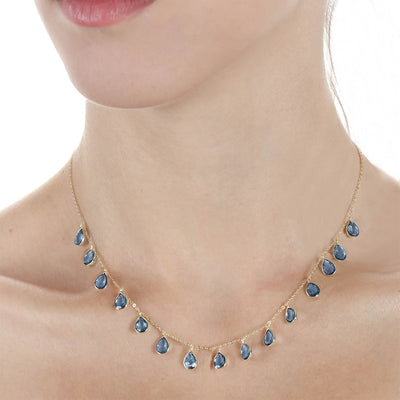 Cabo Gems Necklace-Sapphire Blue Teardrop