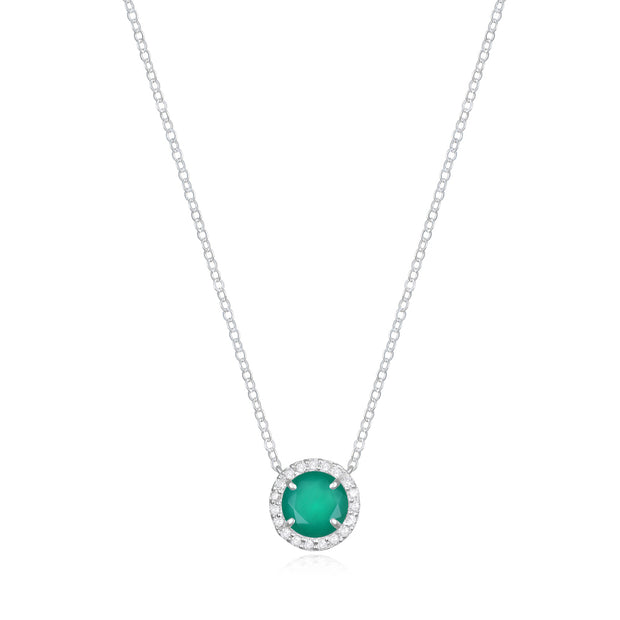 Diamond & Birthstone Necklace- May Chrome Diopside