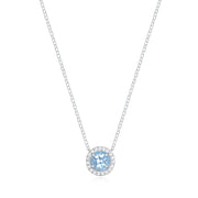 Diamond & Birthstone Necklace- December Sky Blue Topaz