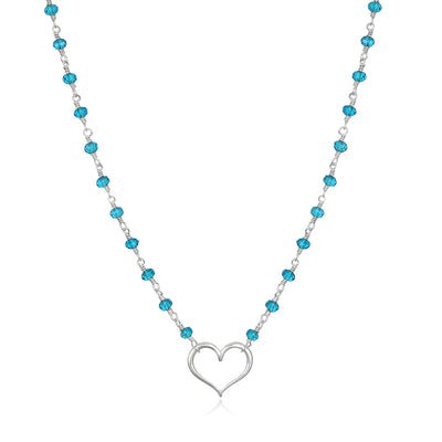 Gemstone Heart Necklace-Blue Apatite