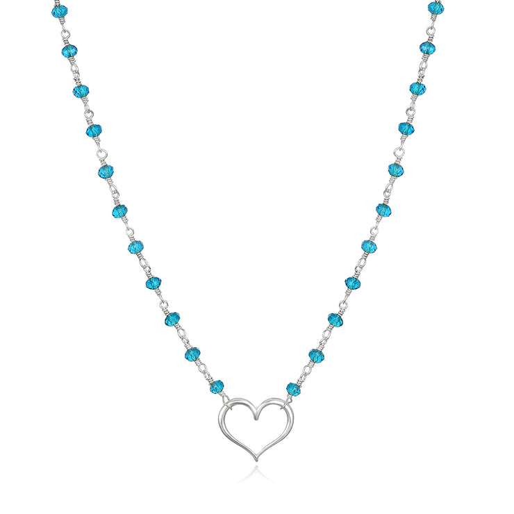 Gemstone Heart Necklace-Blue Apatite