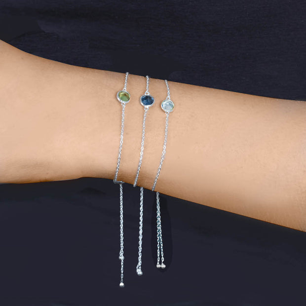 Birthstone Solitaire Bracelet- March Aquamarine