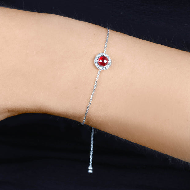 Birthstone & Diamond Bracelet- July Ruby