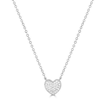 Diamond Heart Necklace-Silver