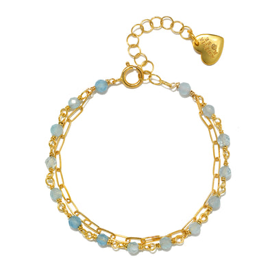 Layered Gemstone Bracelet - Aquamarine