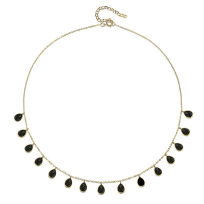 Cabo Gems Necklace-Black Teardrop