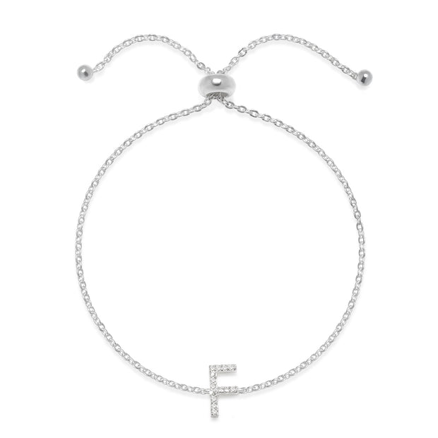 Diamond Initial Bracelet Silver