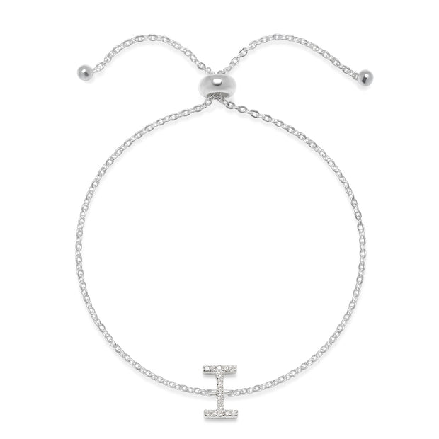 Diamond Initial Bracelet Silver