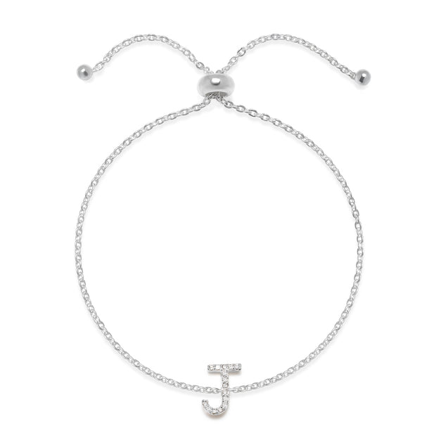 Diamond Initial Bracelet Silver