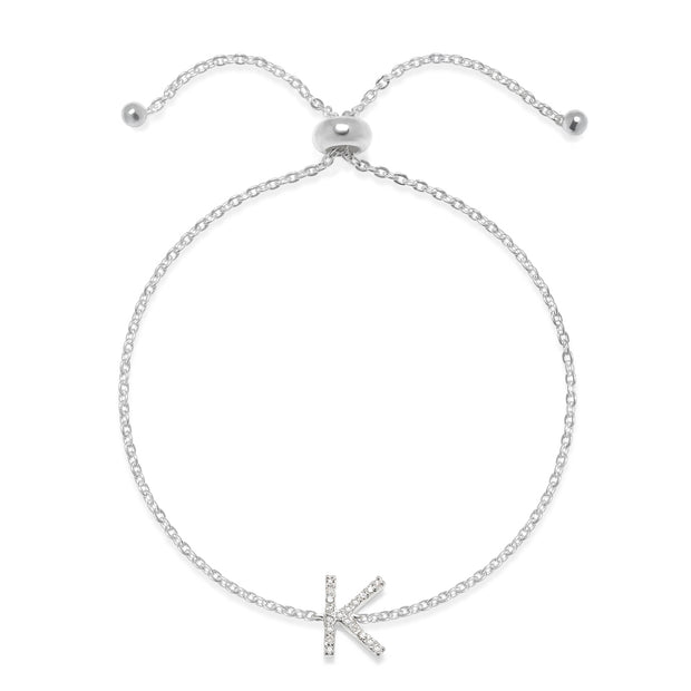 Diamond Initial Bracelet Silver