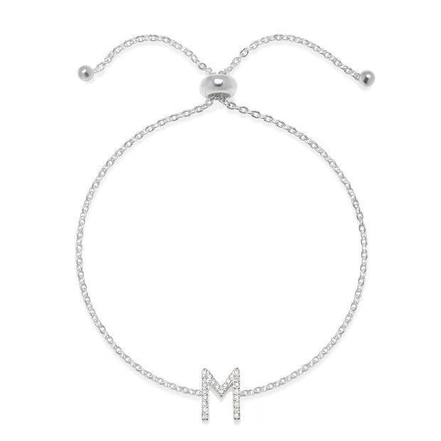 Diamond Initial Bracelet Silver