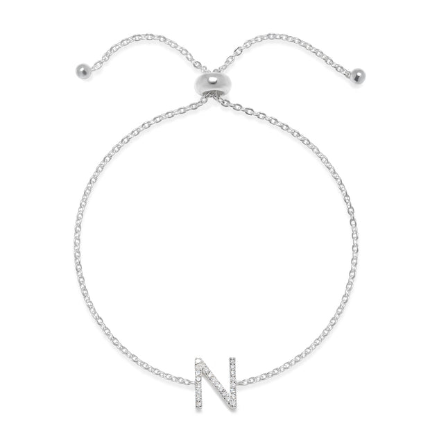 Diamond Initial Bracelet Silver