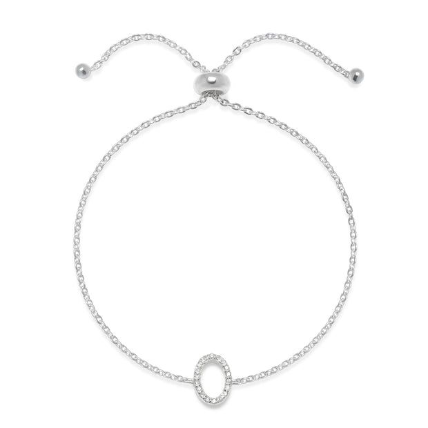 Diamond Initial Bracelet Silver