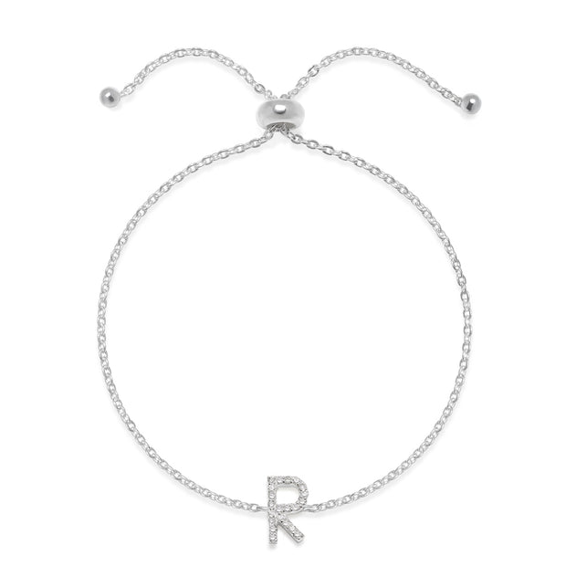 Diamond Initial Bracelet Silver