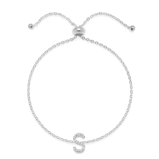 Diamond Initial Bracelet Silver