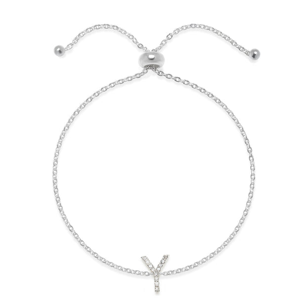 Diamond Initial Bracelet Silver