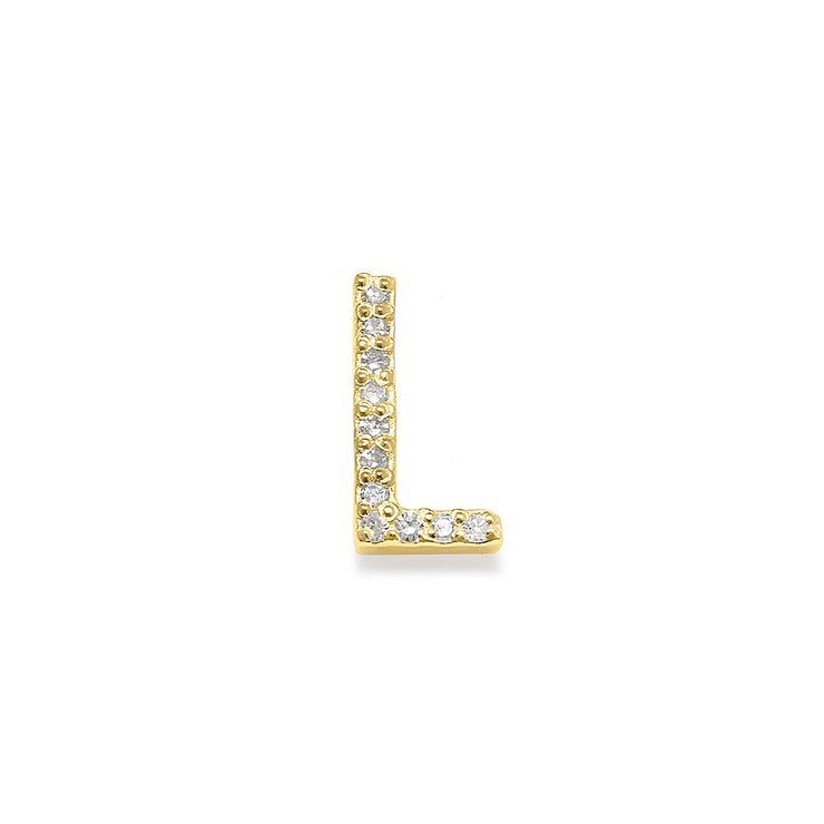 Diamond Initial Post Earring - Gold