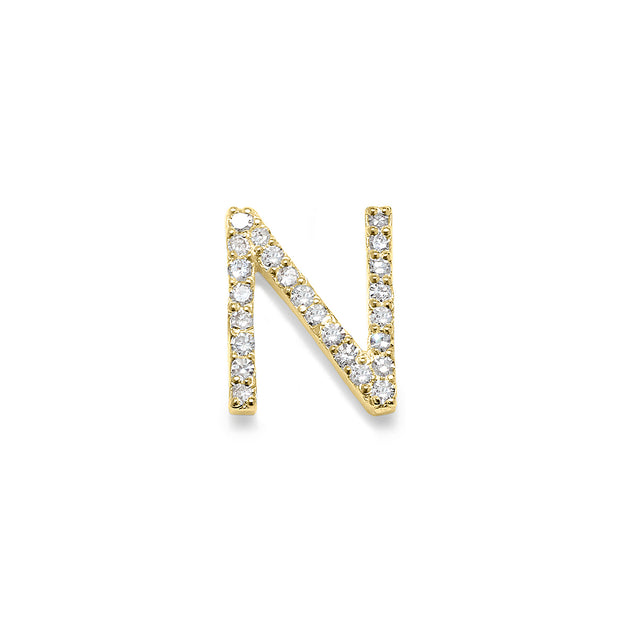 Diamond Initial Post Earring - Gold