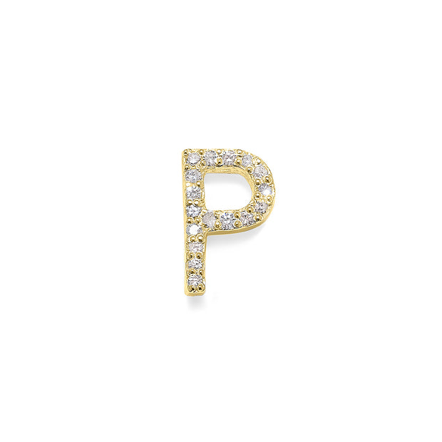 Diamond Initial Post Earring - Gold