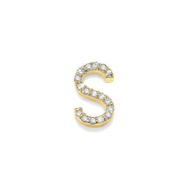 Diamond Initial Post Earring - Gold