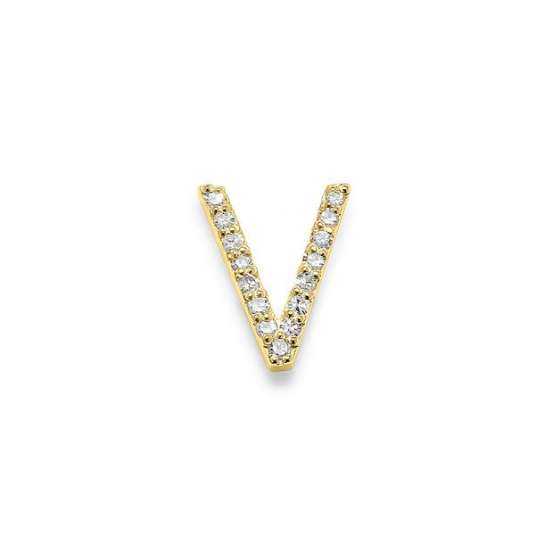 Diamond Initial Post Earring - Gold