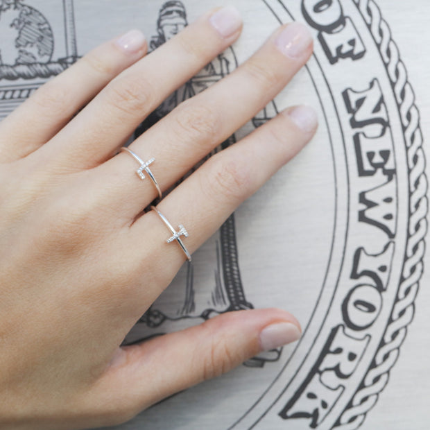 Diamond & Sterling Silver Initial Ring-All Letters