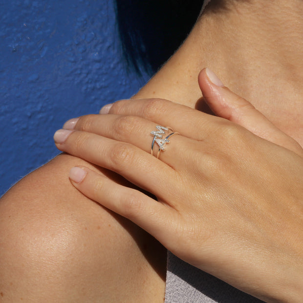 Diamond & Sterling Silver Initial Ring-All Letters