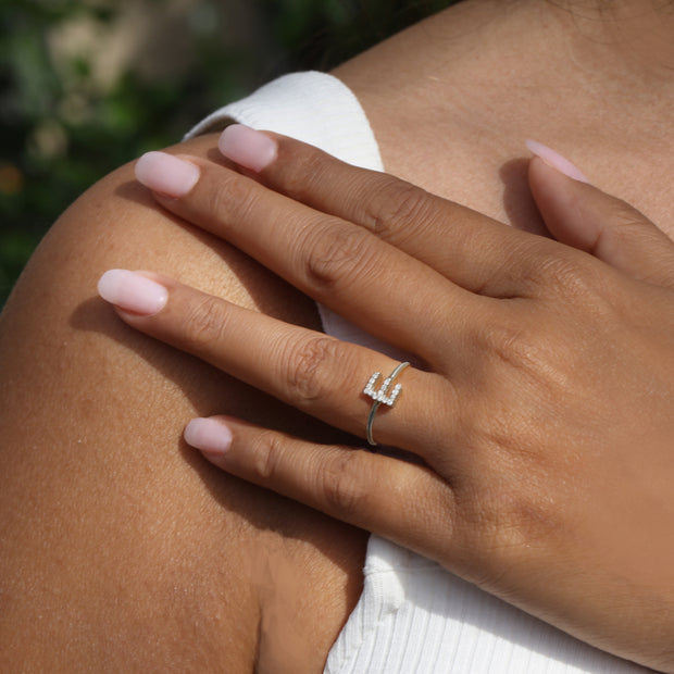 Diamond & Sterling Silver Initial Ring-All Letters