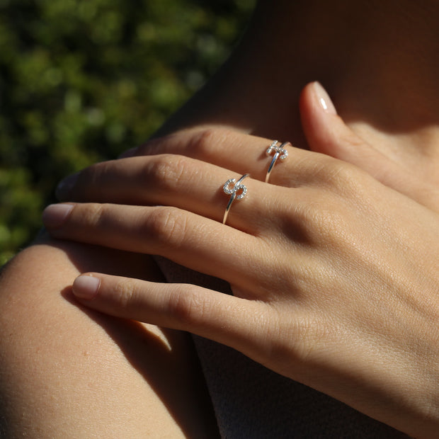 Diamond & Sterling Silver Initial Ring-All Letters