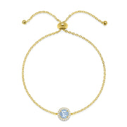 Birthstone & Diamond Bracelet- December Sky Blue Topaz