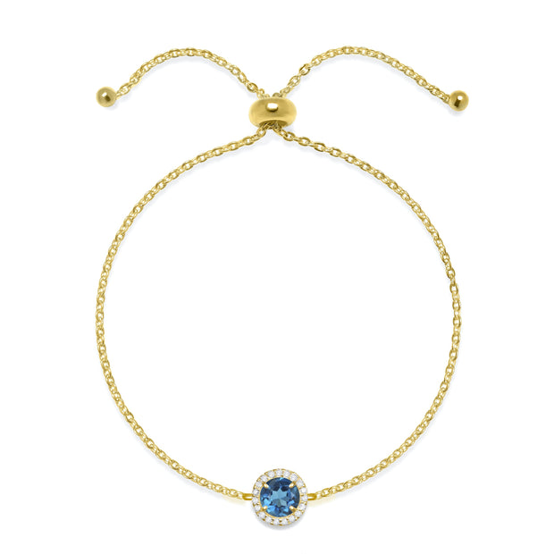 Birthstone & Diamond Bracelet- September London Blue Topaz