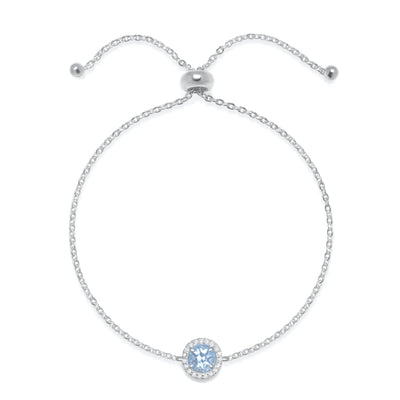 Birthstone & Diamond Bracelet- December Sky Blue Topaz