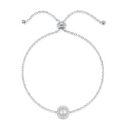 Birthstone & Diamond Bracelet- June Freshwater Pearl