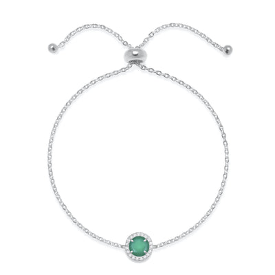 Birthstone & Diamond Bracelet- May Chrome Diopside