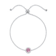 Birthstone & Diamond Bracelet- October Pink Topaz