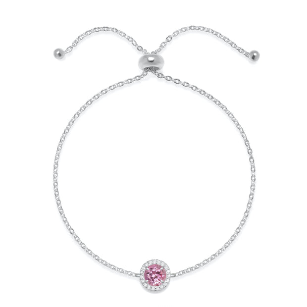 Birthstone & Diamond Bracelet- October Pink Topaz