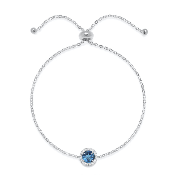 Birthstone & Diamond Bracelet- September London Blue Topaz