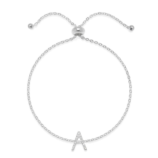 Diamond Initial Bracelet Silver