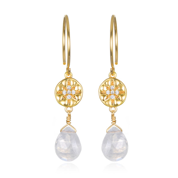 Starburst Rainbow Moonstone Earrings