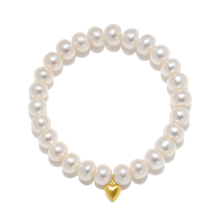 Freshwater Pearl Petite Heart Charm Bracelet