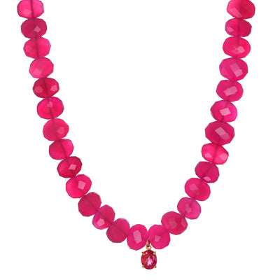 Fuchsia Chalcedony & Pink Topaz Necklace