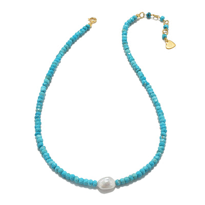 Turquoise and Baroque Pearl Necklace