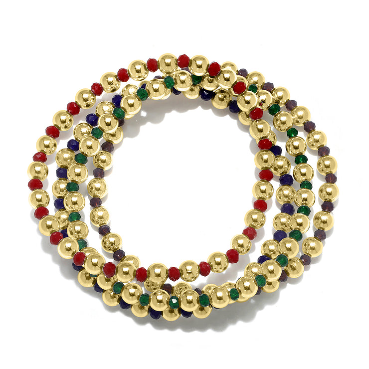 Beaded Stretchy Bracelets-Gold