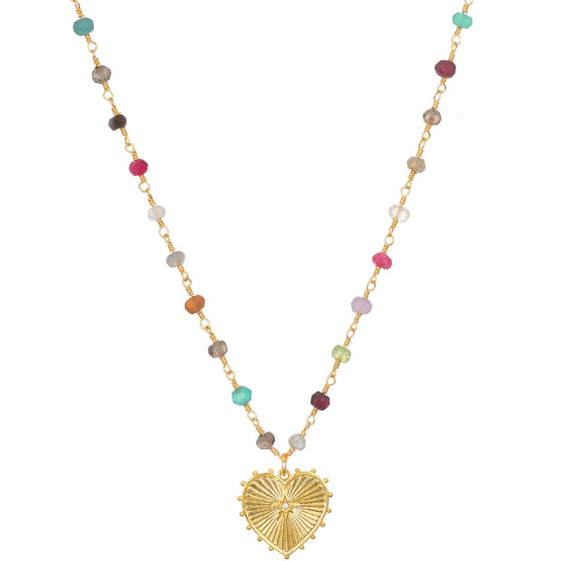 Rainbow Heart Charm Necklace