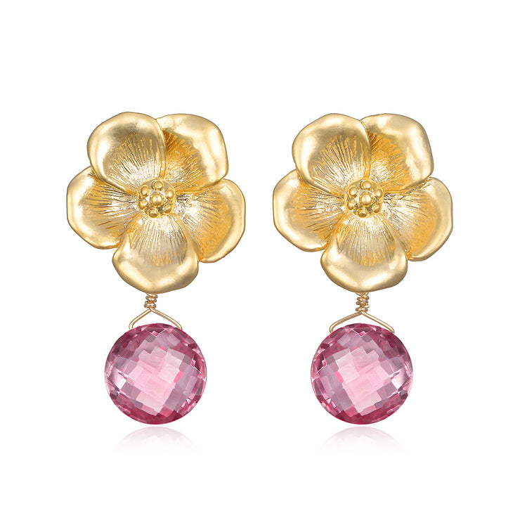 Back in stock! Peony Earring-Pink Topaz